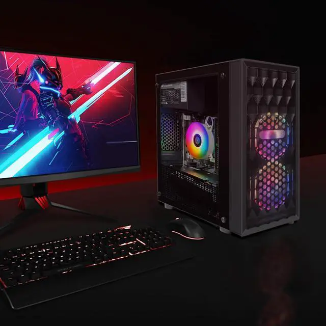 Alt view image 4 of 5 - STGAubron Gaming PC Computer Desktop, Radeon RX 590 8G, Intel Core I7 8th up to 4.1GHz, 16G DDR4, 512G SSD, WiFi 6 & BT 5.2, RGB Fan x2, Windows 11 Home