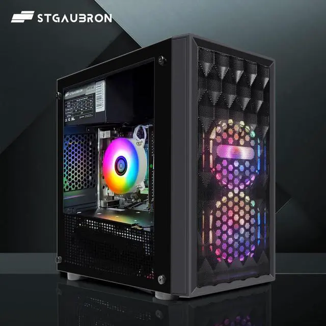Alt view image 5 of 5 - STGAubron Gaming PC Computer Desktop, Radeon RX 590 8G, Intel Core I7 8th up to 4.1GHz, 16G DDR4, 512G SSD, WiFi 6 & BT 5.2, RGB Fan x2, Windows 11 Home