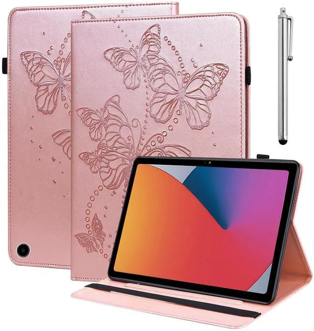 Main image of VODEFOX Case for Amazon Kindle Fire Max 11 Case (13th Generation, 2023 Release) 11",PU Leather Folio Stand Embossed Butterfly Stand Cover with Elastic Band Stylus for Fire Max 11 Tablet- Golden