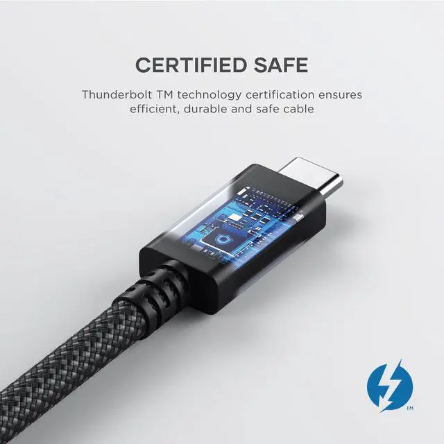 Alt view image 2 of 5 - Satechi USB C Thunderbolt 4 (3.2ft/1m), USBC to USB-C Cable, Supports 8K Display, 40Gbps Data Transfer, 240W PD Charging, for iPhone 15 Pro, MacBooks, iPad Pro (Intel Thunderbolt Certified)