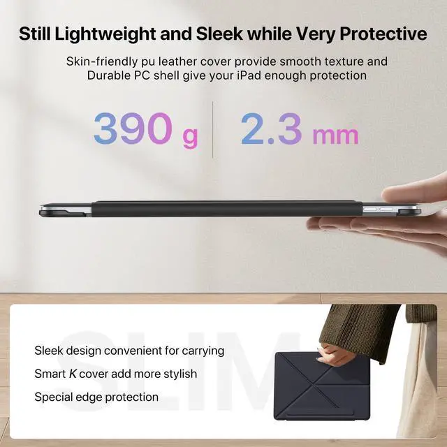 Alt view image 5 of 5 - for iPad Pro 13 inch Case M4 2024, Slim Powerful Magnetic Attachment Full Corner Protective iPad Case with Auto Wake/Sleep and Hidden Pencil Holder (Midnight Black, iPad pro 13 inch)