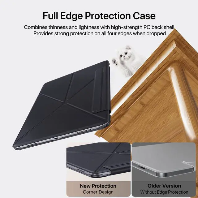 Alt view image 4 of 5 - for iPad Pro 13 inch Case M4 2024, Slim Powerful Magnetic Attachment Full Corner Protective iPad Case with Auto Wake/Sleep and Hidden Pencil Holder (Midnight Black, iPad pro 13 inch)