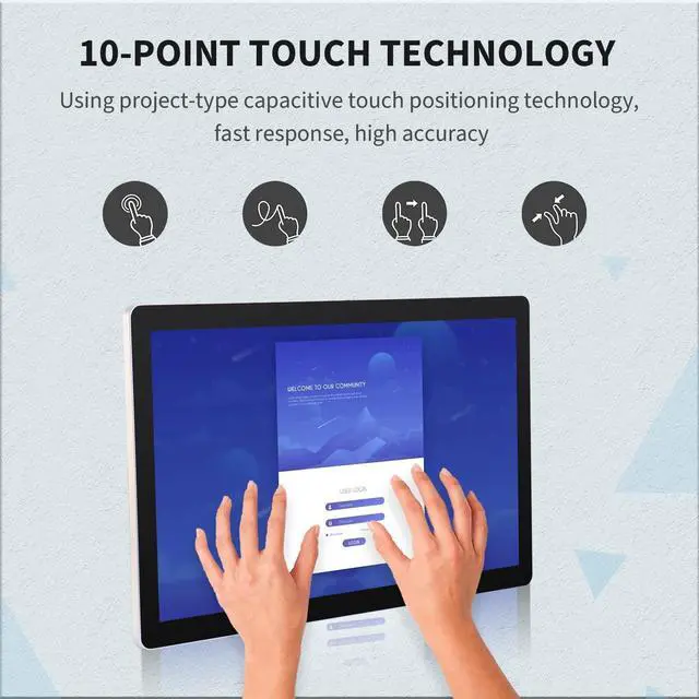 Alt view image 2 of 5 - TouchWo 18.5 inch Touchscreen Industrial Computer Monitor, Wall Mountable WiFi & BT Smart Board for Office & Classroom, 1080P Display, Win-10 Pro, Core i3, 4GB RAM & 128G SSD
