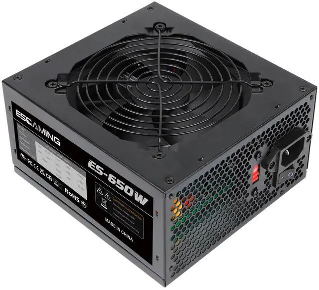 Alt view image 2 of 5 - 650W Power Supply Non-Modular ATX PSU with Auto-Thermally Controlled 120mm Fan and 6+2 Pin Connectors, PFC Protection 115/230V Switch