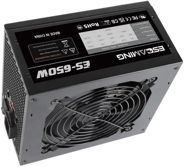 Alt view image 4 of 5 - 650W Power Supply Non-Modular ATX PSU with Auto-Thermally Controlled 120mm Fan and 6+2 Pin Connectors, PFC Protection 115/230V Switch