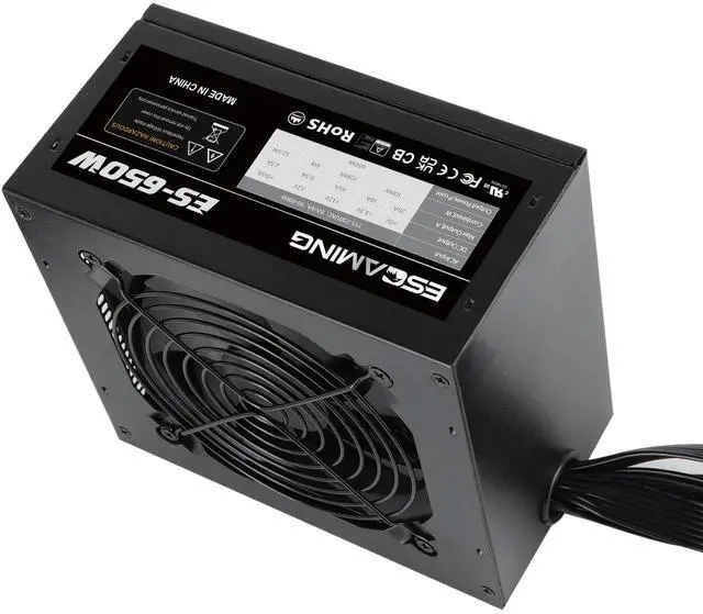 Alt view image 5 of 5 - 650W Power Supply Non-Modular ATX PSU with Auto-Thermally Controlled 120mm Fan and 6+2 Pin Connectors, PFC Protection 115/230V Switch