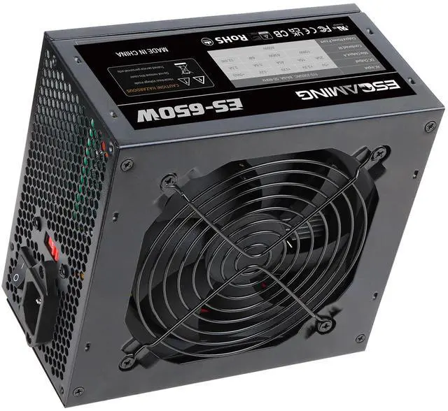 Alt view image 3 of 5 - 650W Power Supply Non-Modular ATX PSU with Auto-Thermally Controlled 120mm Fan and 6+2 Pin Connectors, PFC Protection 115/230V Switch