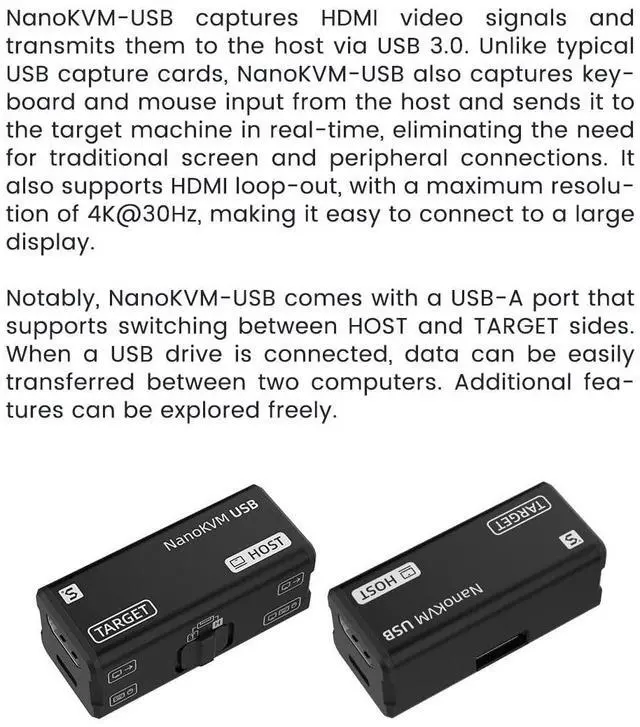 Alt view image 5 of 5 - WayPonDEV NanoKVM-USB Operations Maintenance Server Tool Kit, Multi-Device Collaboration, 4K USB KVM for Server SBCs, HDMI in/Loop Out