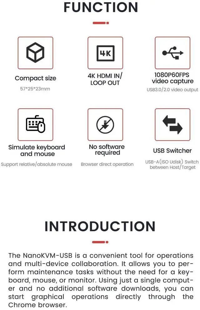 Alt view image 4 of 5 - WayPonDEV NanoKVM-USB Operations Maintenance Server Tool Kit, Multi-Device Collaboration, 4K USB KVM for Server SBCs, HDMI in/Loop Out