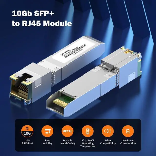 Alt view image 3 of 5 - 262Ft 10Gb SFP+ to RJ-45 Transceiver 80 Meters, 10 Gigabit SFP+ Copper Ethernet CAT6a Module [1-Pack]