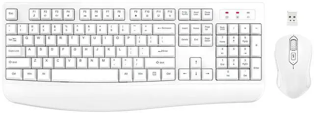 Main image of Wireless Keyboard and Mouse Combo, EDJO Full-Sized Ergonomic Computer Keyboard with Wrist Rest and 3 Level DPI Adjustable Wireless Mouse for Windows, Mac OS Desktop/Laptop/PC (White)