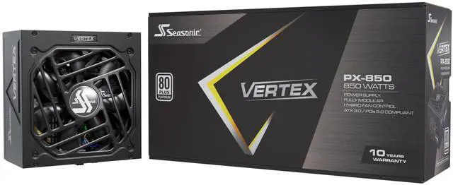 Main image of Seasonic Vertex PX-850 | 850W | 80+ Platinum | ATX 3.0 & PCIe 5.0 Ready | Full-Modular | ATX Form Factor | Low Noise | Premium Japanese Capacitor | Nvidia RTX 30/40 Super & AMD GPU Compatible