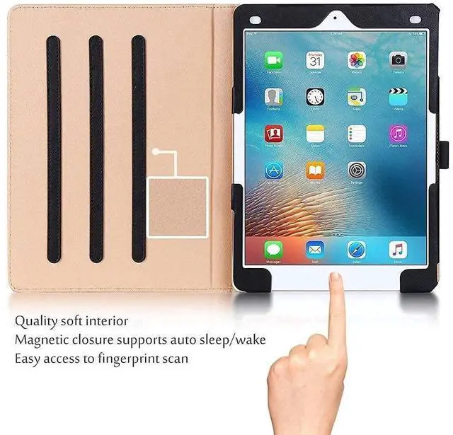 Alt view image 2 of 5 - ProCase iPad Pro 9.7 Black Stand Folio Case Bundle with 2 Pack iPad 9.7 2018 & 2017 / iPad Pro 9.7 / iPad Air 2 / iPad Air Tempered Glass Screen Protectors
