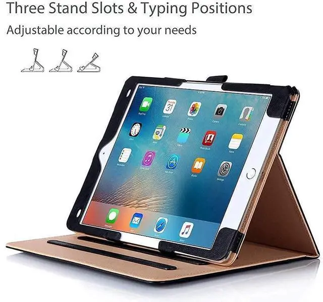 Alt view image 3 of 5 - ProCase iPad Pro 9.7 Black Stand Folio Case Bundle with 2 Pack iPad 9.7 2018 & 2017 / iPad Pro 9.7 / iPad Air 2 / iPad Air Tempered Glass Screen Protectors