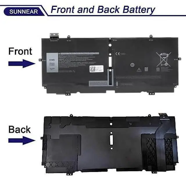 Alt view image 3 of 5 - SUNNEAR 52TWH Laptop Battery Replacement for Dell XPS 13 7390 2-in-1 Series Notebook P103G P103G001 P103G002 MM6M8 0MM6M8 XX3T7 0XX3T7 51Wh 7.6V 6375mAh 4Cell