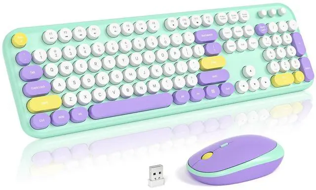 Main image of MOFII Wireless Keyboard and Mouse, Retro Typewriter Keyboard and Silent Mouse, 2.4GHz Full Size Keyboard and Mouse Wireless Combo for Laptop, PC, Desktop, Windows (Mint Green)