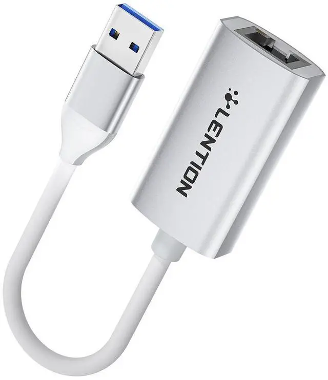 Main image of LENTION USB 3.0 Type A to Gigabit Ethernet Adapter, RJ45 Network Converter Compatible with Nintendo Switch, MacBook Pro/Air, Surface, Chromebook, Windows Laptops,More (HU604, Silver)