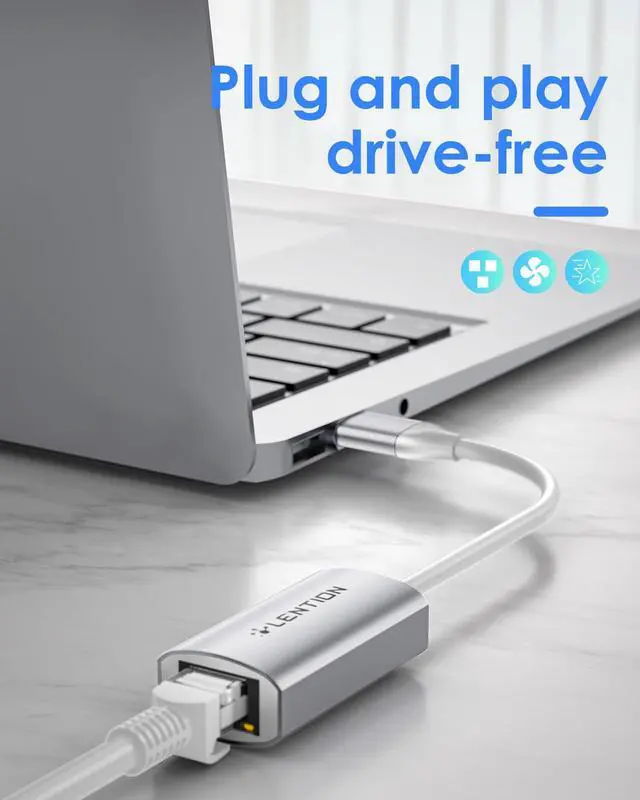 Alt view image 2 of 5 - LENTION USB 3.0 Type A to Gigabit Ethernet Adapter, RJ45 Network Converter Compatible with Nintendo Switch, MacBook Pro/Air, Surface, Chromebook, Windows Laptops,More (HU604, Silver)