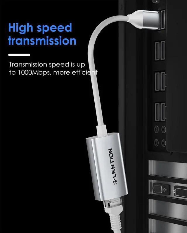 Alt view image 3 of 5 - LENTION USB 3.0 Type A to Gigabit Ethernet Adapter, RJ45 Network Converter Compatible with Nintendo Switch, MacBook Pro/Air, Surface, Chromebook, Windows Laptops,More (HU604, Silver)