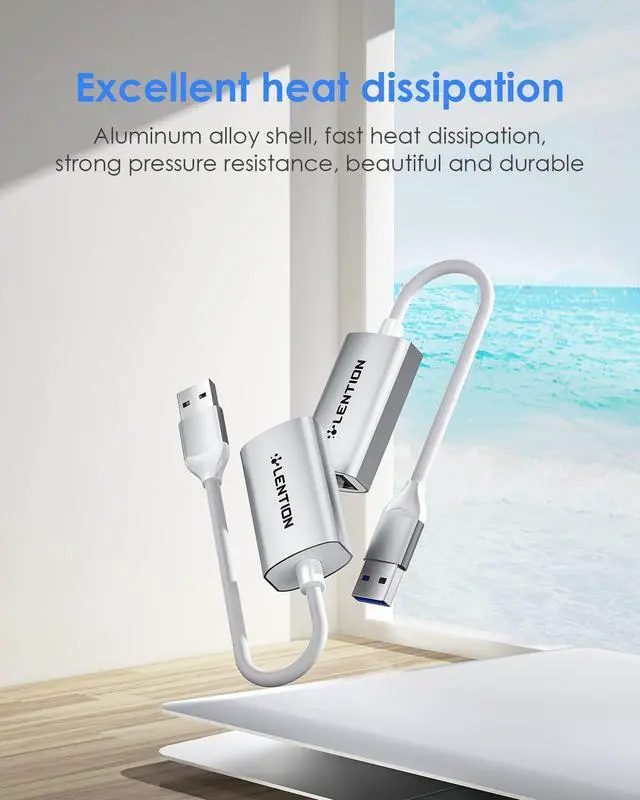 Alt view image 5 of 5 - LENTION USB 3.0 Type A to Gigabit Ethernet Adapter, RJ45 Network Converter Compatible with Nintendo Switch, MacBook Pro/Air, Surface, Chromebook, Windows Laptops,More (HU604, Silver)