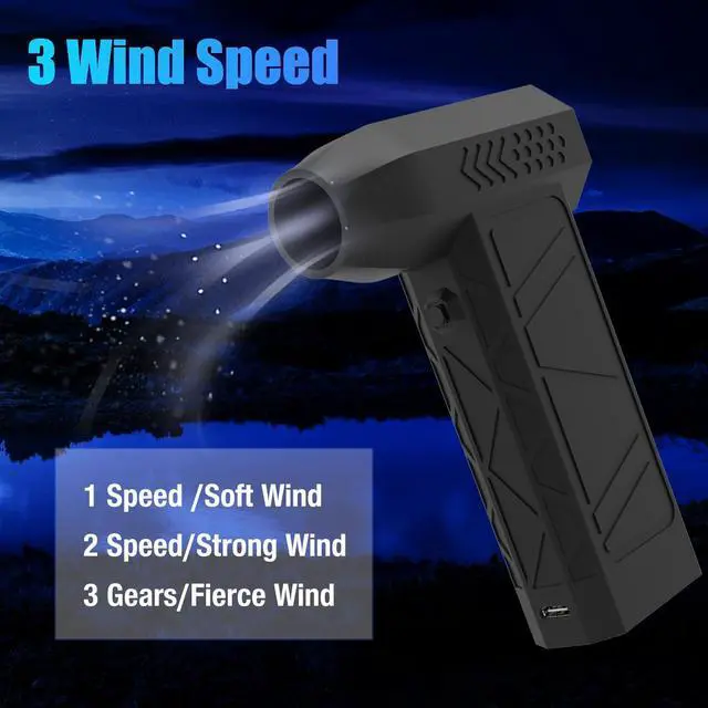 Alt view image 3 of 5 - Yjcnelcr Handheld Electric Air Duster,130000RPM Adjustable Mini Blower,Strong Wind,Compressed Air Duster,with 3-Gear Dust Blower for Cleaning Car,Keyboard,House