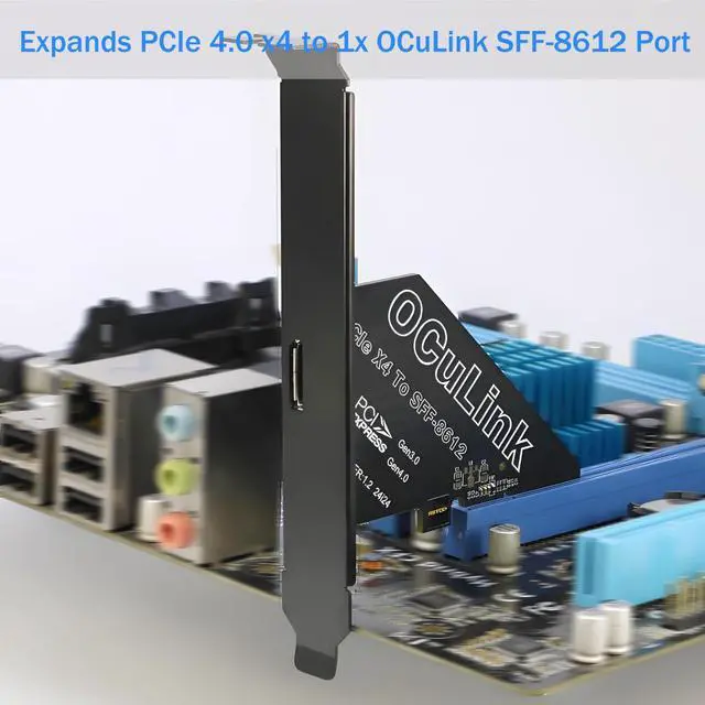 Alt view image 5 of 5 - RIITOP PCIe to Oculink Adapter for eGPU [1-Port], PCIe Gen4 x4 to Oculink SFF-8612/SFF-8611 Card