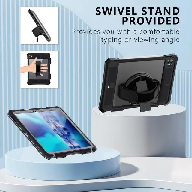 Alt view image 3 of 5 - IP68 Waterproof Case for iPad Pro 11 inch 2024 M4 5th with Pencil Holder,Foldable Kickstand,Shock Dust Snow Proof, Full-Sealing Watertight Cover