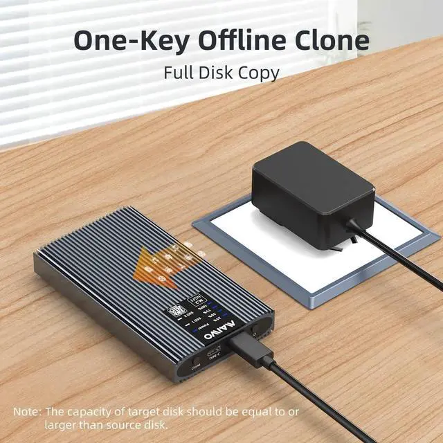 Alt view image 5 of 5 - MAIWO K2022S SATA M.2 SSD Duplicator Enclosure, USBC 5Gbps Hard Drive Docking Station, for B/B+M Key 2230/2242/2260/2280 SSD, Support One- Key Offline Clone Duplicator and System Disk Copy Function
