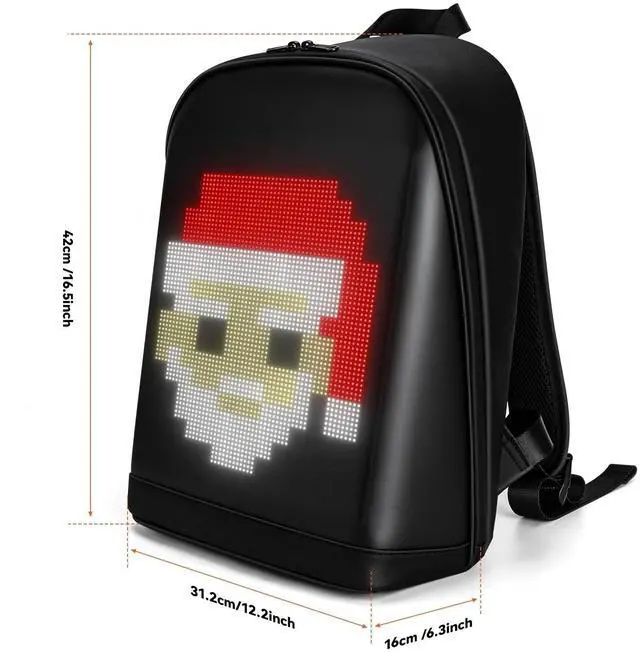 Alt view image 4 of 5 - Tesinll Laptop Backpack with LED Display, DIY Fashion Backpack, Waterproof Shoulder Travel Backpack, Gift for Men Women Fits 15.6 Inch Laptop, 10.4L (Black)