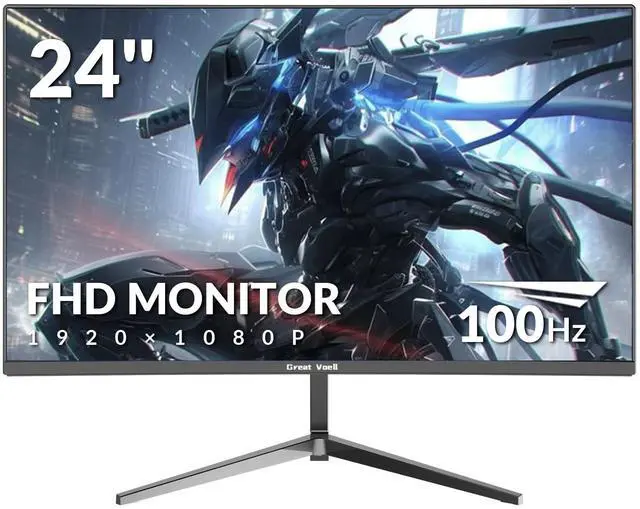 Main image of Great voell 24 Inch Curved Monitor, Full HD 1080P, 100Hz Refresh Rate, 120% sRGB, 3-Side Ultra-Slim Bezel, Blue Light Filter, HDMI VGA Inputs, for Home Office Dorm  Black