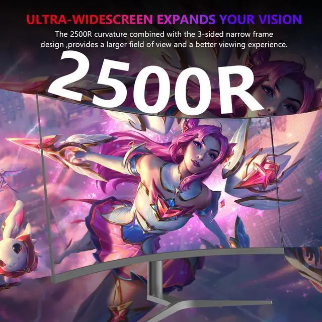 Alt view image 3 of 5 - Great voell 38-Inch Ultrawide Curved Gaming Monitor  144Hz, UWQHD 3840x1600, 1ms Response, AMD FreeSync, HDR, 99% sRGB, Anti-Blue Light, VESA Mount, HDMI 2.0 & DP 1.4  Adjustable Stand