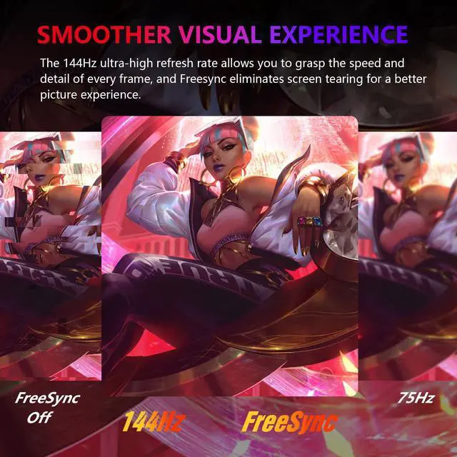 Alt view image 5 of 5 - Great voell 38-Inch Ultrawide Curved Gaming Monitor  144Hz, UWQHD 3840x1600, 1ms Response, AMD FreeSync, HDR, 99% sRGB, Anti-Blue Light, VESA Mount, HDMI 2.0 & DP 1.4  Adjustable Stand