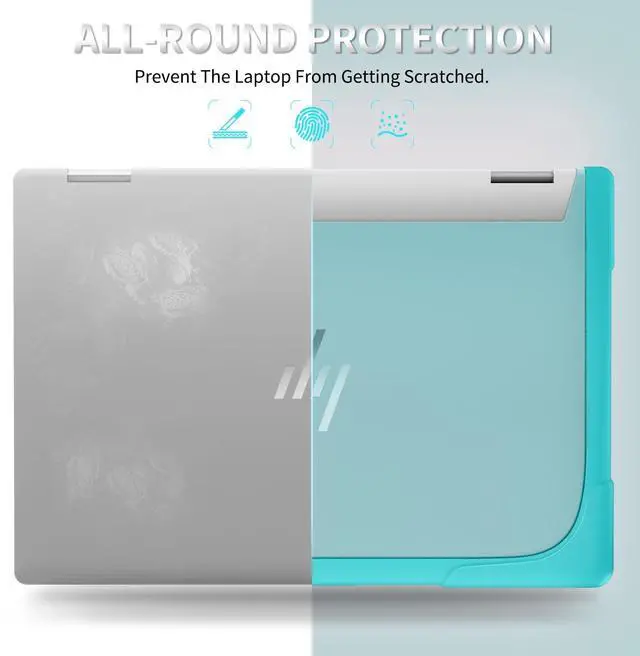 Alt view image 3 of 5 - YZBYFON Heavy Duty Case for 14" HP Envy X360 2-in-1 2K Touch-Screen Laptop 2024 Release Shockproof Hard Shell Matte Translucent Anti-Fingerprint Protective Cover with TPU-Covered Edge (Blue)