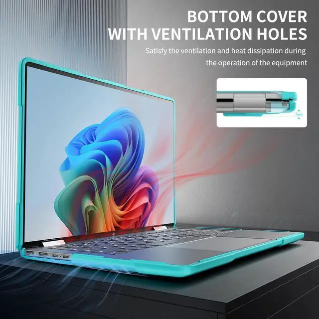 Alt view image 4 of 5 - YZBYFON Heavy Duty Case for 14" HP Envy X360 2-in-1 2K Touch-Screen Laptop 2024 Release Shockproof Hard Shell Matte Translucent Anti-Fingerprint Protective Cover with TPU-Covered Edge (Blue)