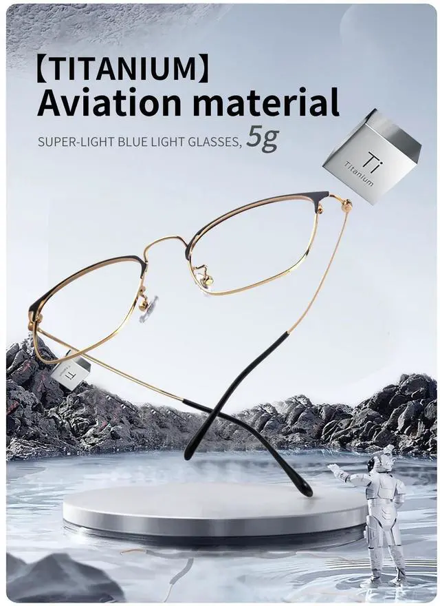 Alt view image 3 of 5 - PRIVOZA Blue Light Glasses, Computer/Gaming/TV/Phones Glasses for Women/men, Anti Glare/UV400, Lightweight Titanium Frame (Black-Gold)