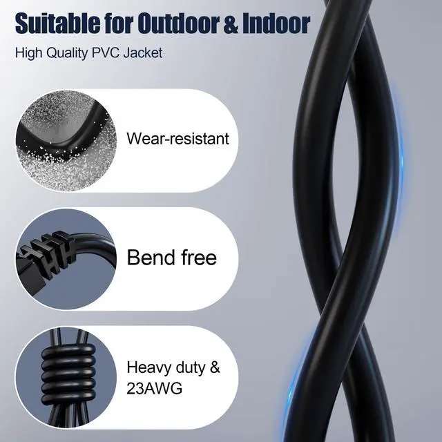 Alt view image 4 of 5 - Cat 6 Outdoor Ethernet Cable 200ft ( 10 RJ45 ), FTP Cat 6 Shielded Cable Gigabit 23AWG, Heavy Duty, Direct Burial, Waterproof, In-Ground, UV Resistant LAN Internet Network Cable for Router Gaming, CCA