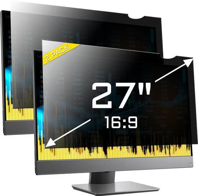Main image of ZYY 2 Pack 27 Inch(diagonal) Computer Privacy Screen Filter (23 9/16 × 13 1/4) With Anti Glare,Anti UV, Privacy Screen Protector Film 16:9 Aspect Ratio For Desktop Computer Monitor Curved