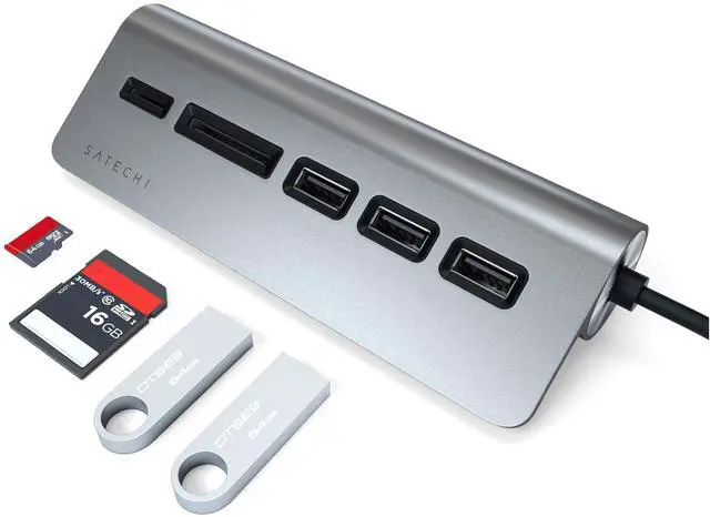 Alt view image 2 of 5 - Satechi USB C Hub for Desktop  USB C Hub with 3 USB-A 3.0 Data Ports, Micro/SD Card Readers, USBC Hub MacBook Pro/Air M1 M2 M3, Dell, HP, Surface, Lenovo - Space Gray