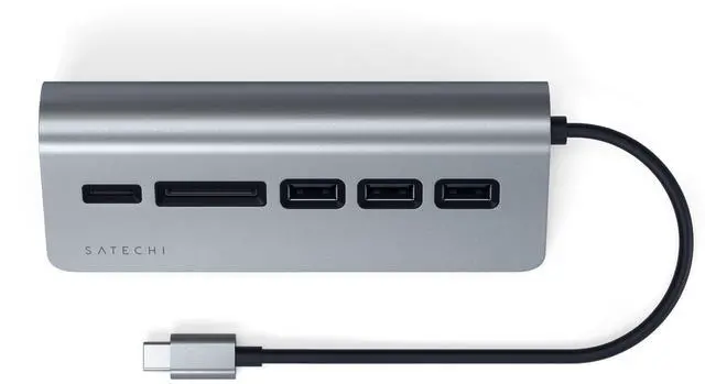 Alt view image 3 of 5 - Satechi USB C Hub for Desktop  USB C Hub with 3 USB-A 3.0 Data Ports, Micro/SD Card Readers, USBC Hub MacBook Pro/Air M1 M2 M3, Dell, HP, Surface, Lenovo - Space Gray