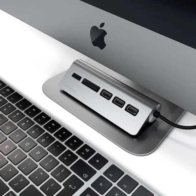 Alt view image 4 of 5 - Satechi USB C Hub for Desktop  USB C Hub with 3 USB-A 3.0 Data Ports, Micro/SD Card Readers, USBC Hub MacBook Pro/Air M1 M2 M3, Dell, HP, Surface, Lenovo - Space Gray