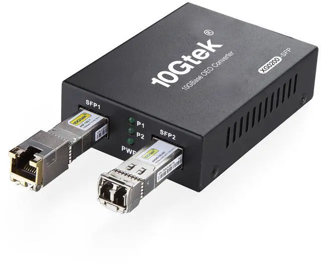 Alt view image 2 of 5 - 10GbE SFP+ Media Converter, Fiber to 10G Copper UTP Ethernet Media Converter, with a 10GBase-T Reach 30 Meters Transceiver and a SFP+ SR Module (300m, MMF, 850nm)