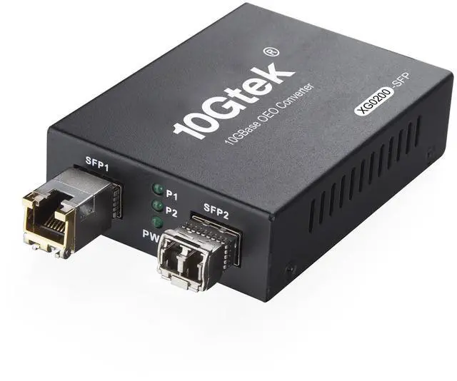 Alt view image 3 of 5 - 10GbE SFP+ Media Converter, Fiber to 10G Copper UTP Ethernet Media Converter, with a 10GBase-T Reach 30 Meters Transceiver and a SFP+ SR Module (300m, MMF, 850nm)