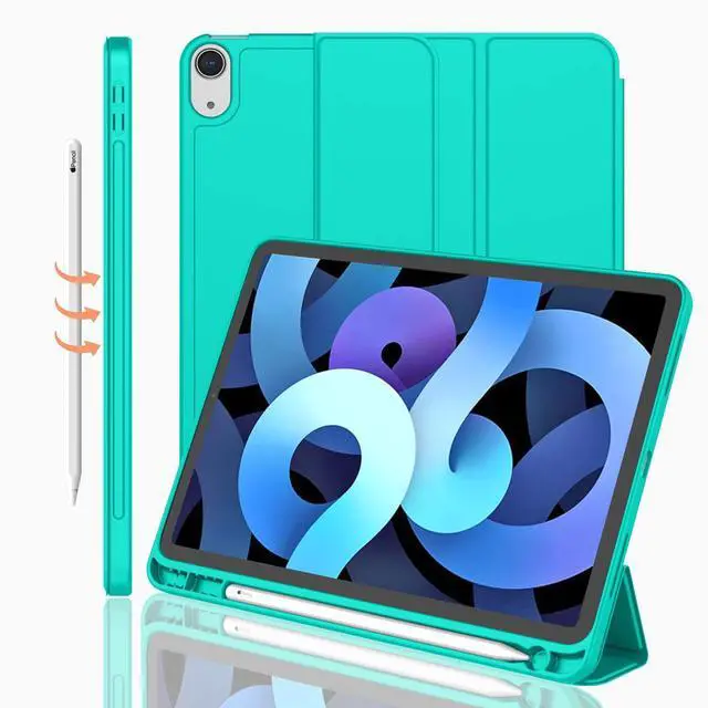 Main image of iMieet iPad Air 11 Inch Case M3(2025) / M2 (2024), iPad Air 5th/4th Generation Case 2022/2020 10.9 Inch with Pencil Holder,Trifold Stand Smart Case with Soft TPU Back(Mint Green)