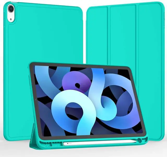 Alt view image 2 of 5 - iMieet iPad Air 11 Inch Case M3(2025) / M2 (2024), iPad Air 5th/4th Generation Case 2022/2020 10.9 Inch with Pencil Holder,Trifold Stand Smart Case with Soft TPU Back(Mint Green)