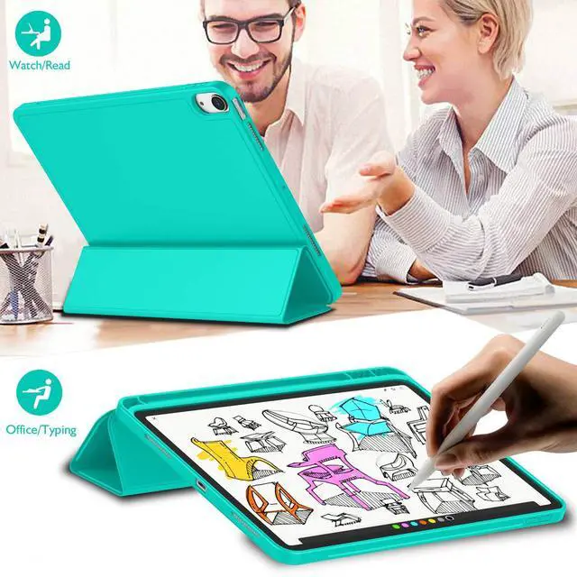 Alt view image 5 of 5 - iMieet iPad Air 11 Inch Case M3(2025) / M2 (2024), iPad Air 5th/4th Generation Case 2022/2020 10.9 Inch with Pencil Holder,Trifold Stand Smart Case with Soft TPU Back(Mint Green)