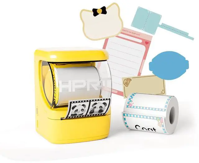 Main image of NEW1 Label Printer 2 Inch Portable Inkless Bluetooth Label Maker for Small Business, Home, School, Sticker Printer for Address, Logo, Barcode, Clothing, with Automatic Label RecognitionYellow