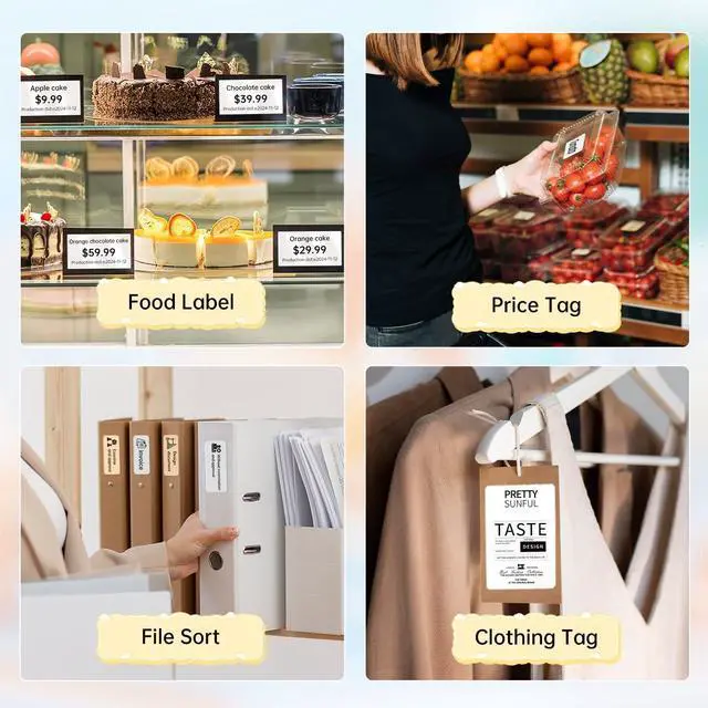 Alt view image 5 of 5 - NEW1 Label Printer 2 Inch Portable Inkless Bluetooth Label Maker for Small Business, Home, School, Sticker Printer for Address, Logo, Barcode, Clothing, with Automatic Label RecognitionYellow