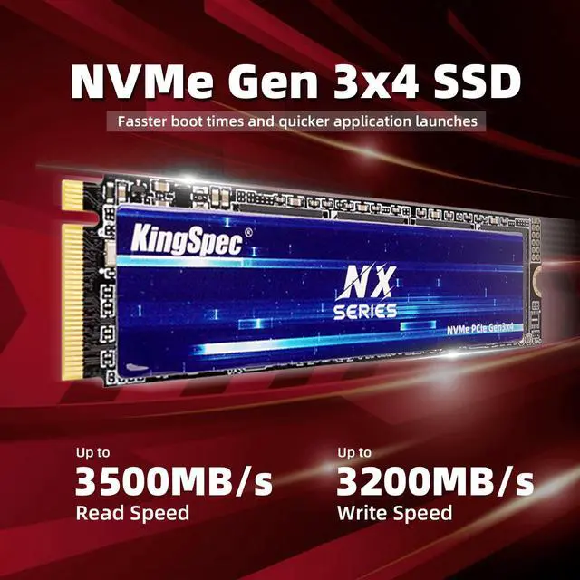 Alt view image 2 of 5 - KingSpec NX Series 512GB Gen3x4 NVMe M.2 SSD, Up to 3500MB/s, 3D NAND Flash M2 2280 Internal Solid State Drive, for Desktop and Laptop
