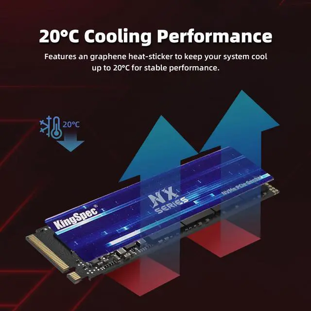 Alt view image 4 of 5 - KingSpec NX Series 512GB Gen3x4 NVMe M.2 SSD, Up to 3500MB/s, 3D NAND Flash M2 2280 Internal Solid State Drive, for Desktop and Laptop