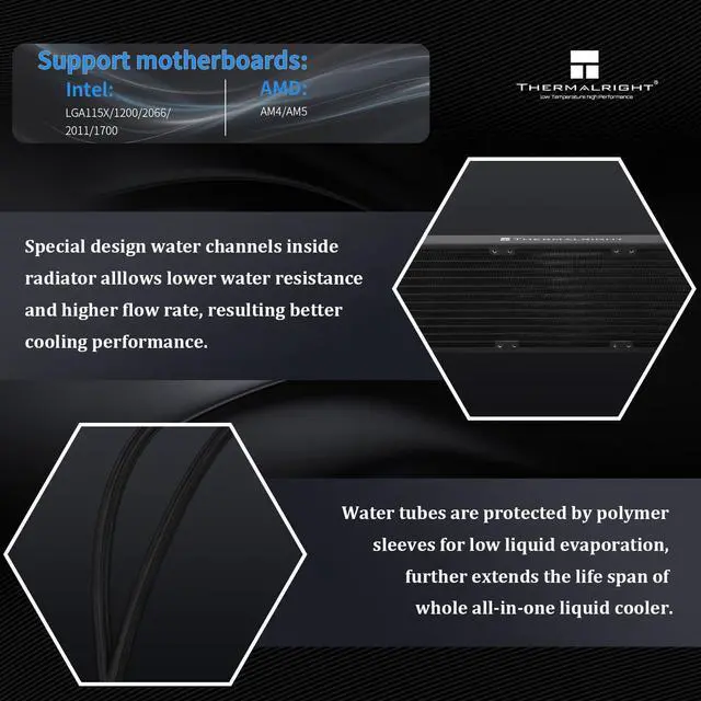 Alt view image 3 of 5 - Thermalright FW360 ARGB RB CPU AIO Cooler,360 Specification Water Cooling System,IPS LCD Screen with 320x240 Resolution,for AM5,LGA1700/1851,CPU Cooler with 2.4-in LCD Display,Magnetic Cold Head-Red
